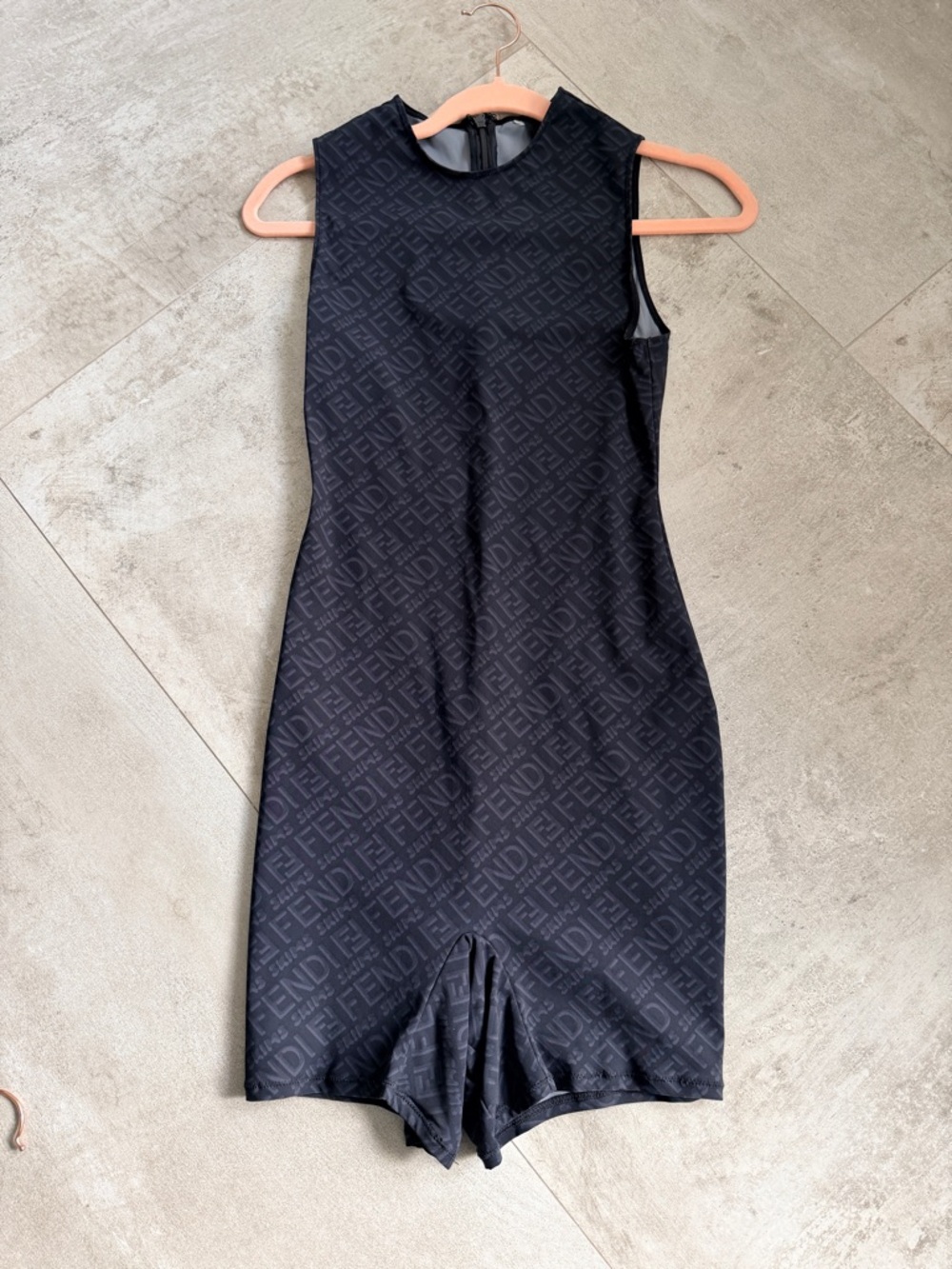 Fendi x Skims collab Black Sleeveless Logo Jacquard Mini jumper/onesie